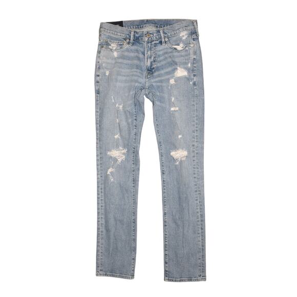 ABERCROMBIE & FITCH $90 Light Wash Distressed Skinny Stretch Denim Jean Men's 29 - Picture 1 of 4
